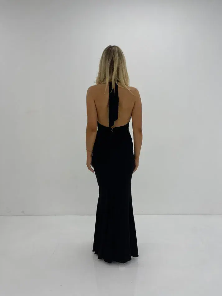 Nookie Illegal Halter Gown Maxi Black Size AU 6 - Image 2