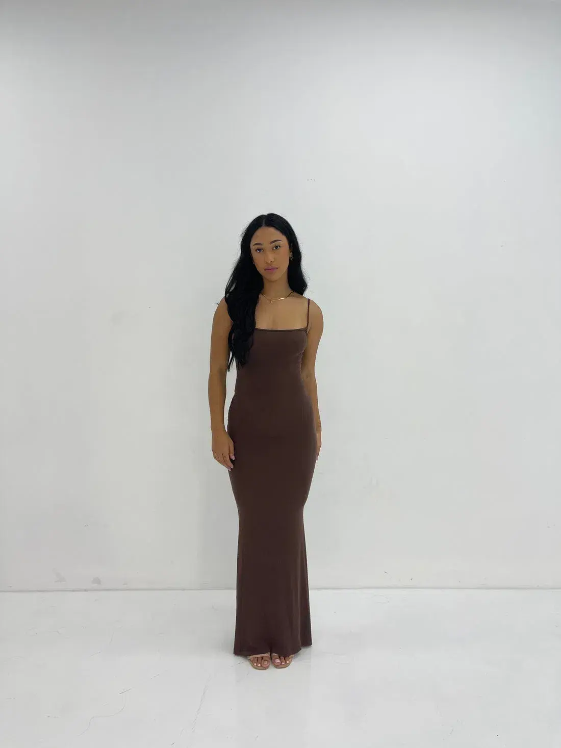 Skims Soft Lounge Long Slip Dress Maxi Brown Size 10/S - Image 1