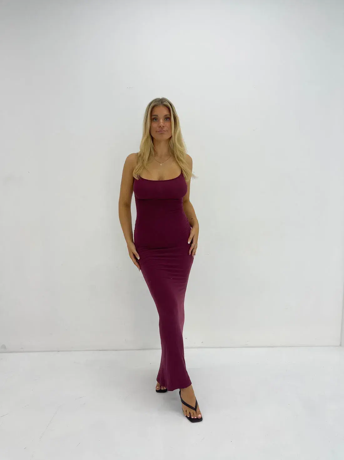 Skims Soft Lounge Long Slip Dress Maxi Wine Size 10/S - Image 1