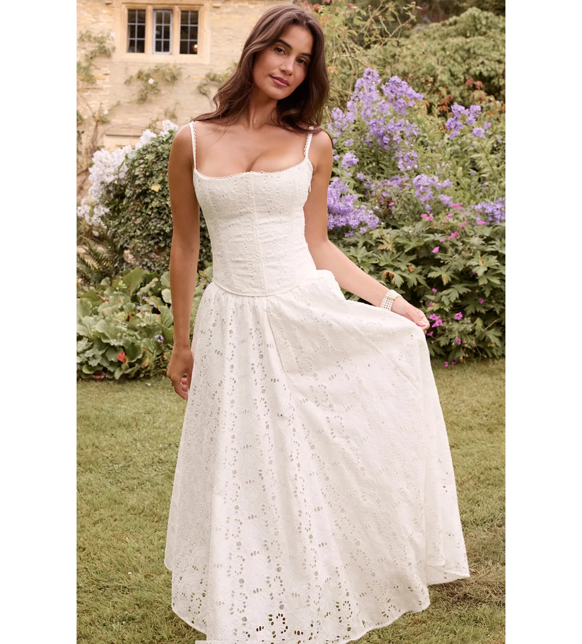 House of CB Francine Maxi Skirt & Lorina Corset Set White Size M/10-12 - Image 3