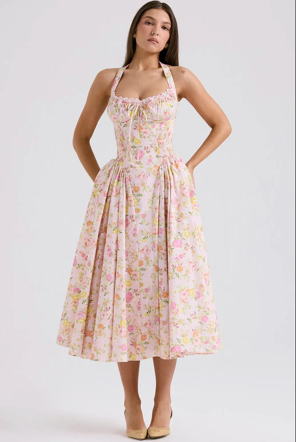 House of CB Adabella Halter Midi Sundress Meadow Print Size L / AU 14 - Image 2