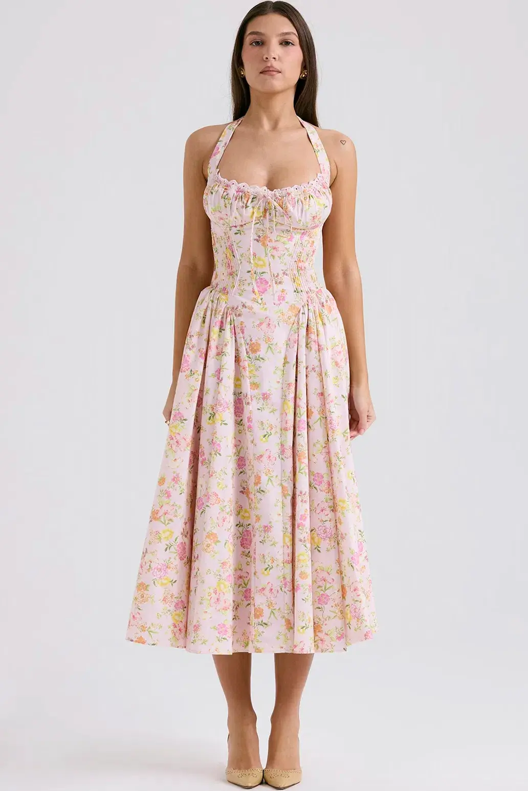 House of CB Adabella Halter Midi Sundress Meadow Print Size L / AU 14 for rent on The Volte - main image