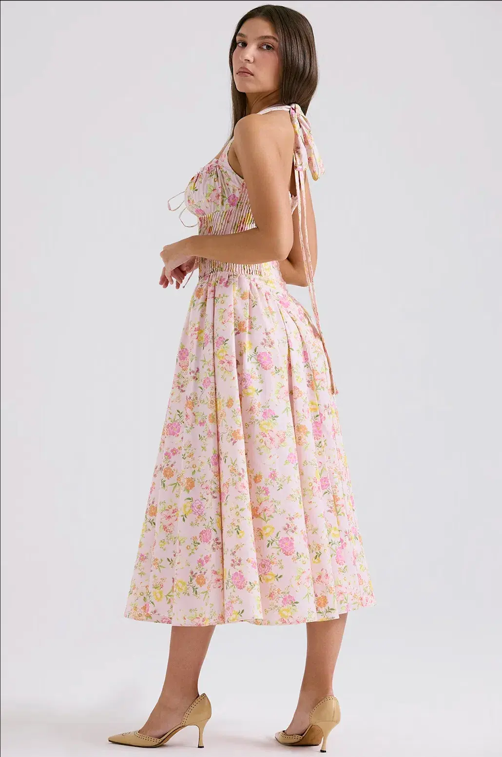 House of CB Adabella Halter Midi Sundress Meadow Print Size L / AU 14 for rent on The Volte - main image