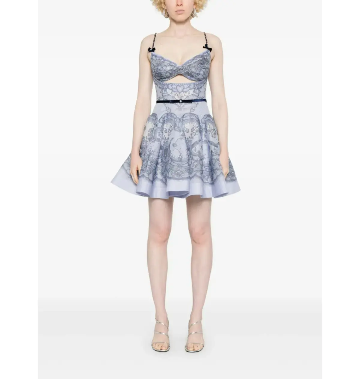 Zimmermann Crush Twist Front Dress in Blue Lace Print Size 0P / AU 6  - Image 1