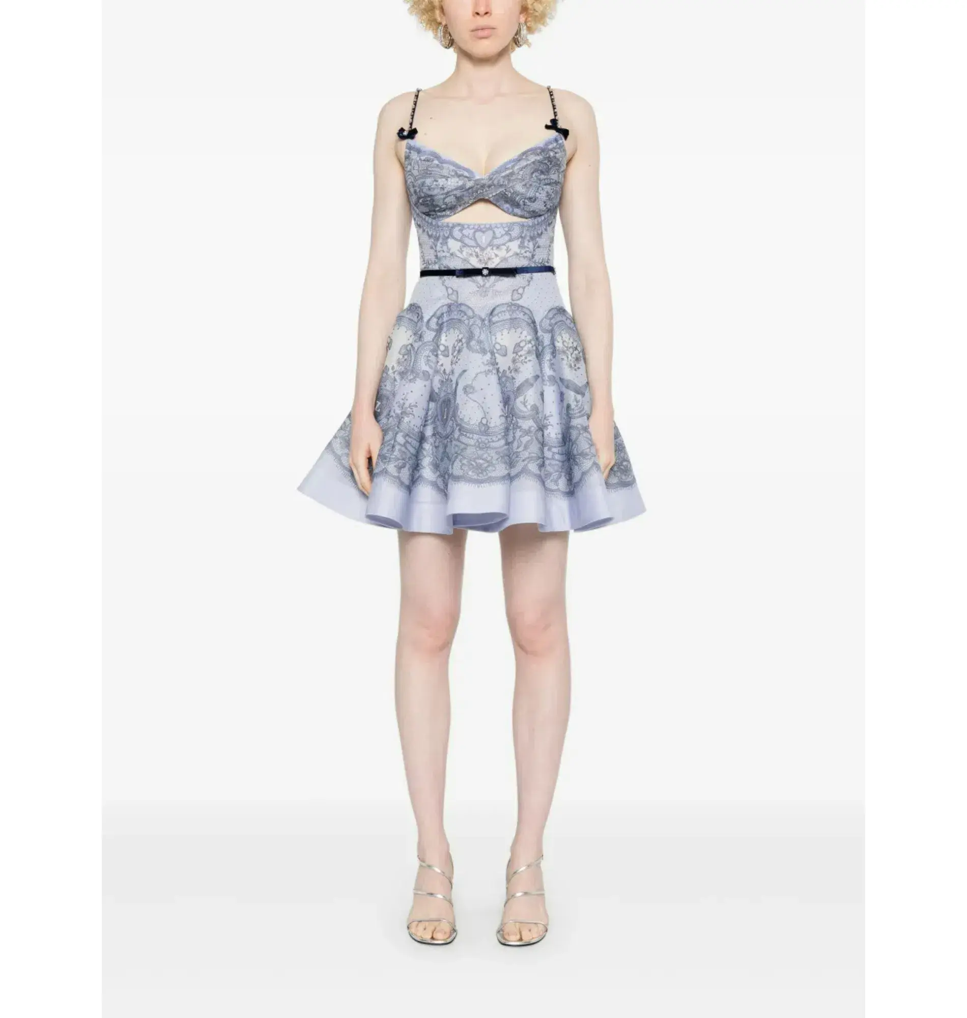 Zimmermann Crush Twist Front Dress in Blue Lace Print Size 0P / AU 6  - Image 1