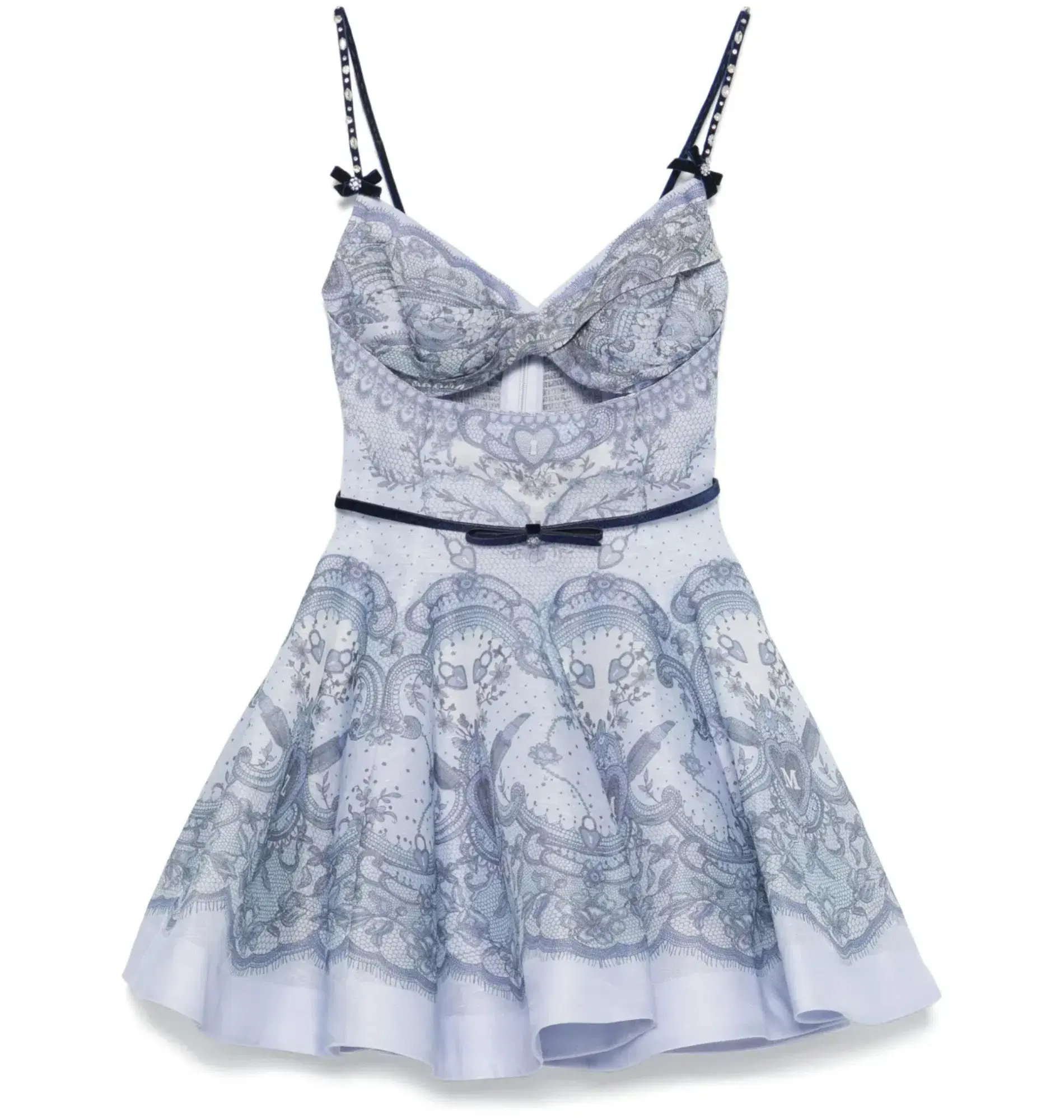 Zimmermann Crush Twist Front Dress in Blue Lace Print Size 0P / AU 6  - Image 4