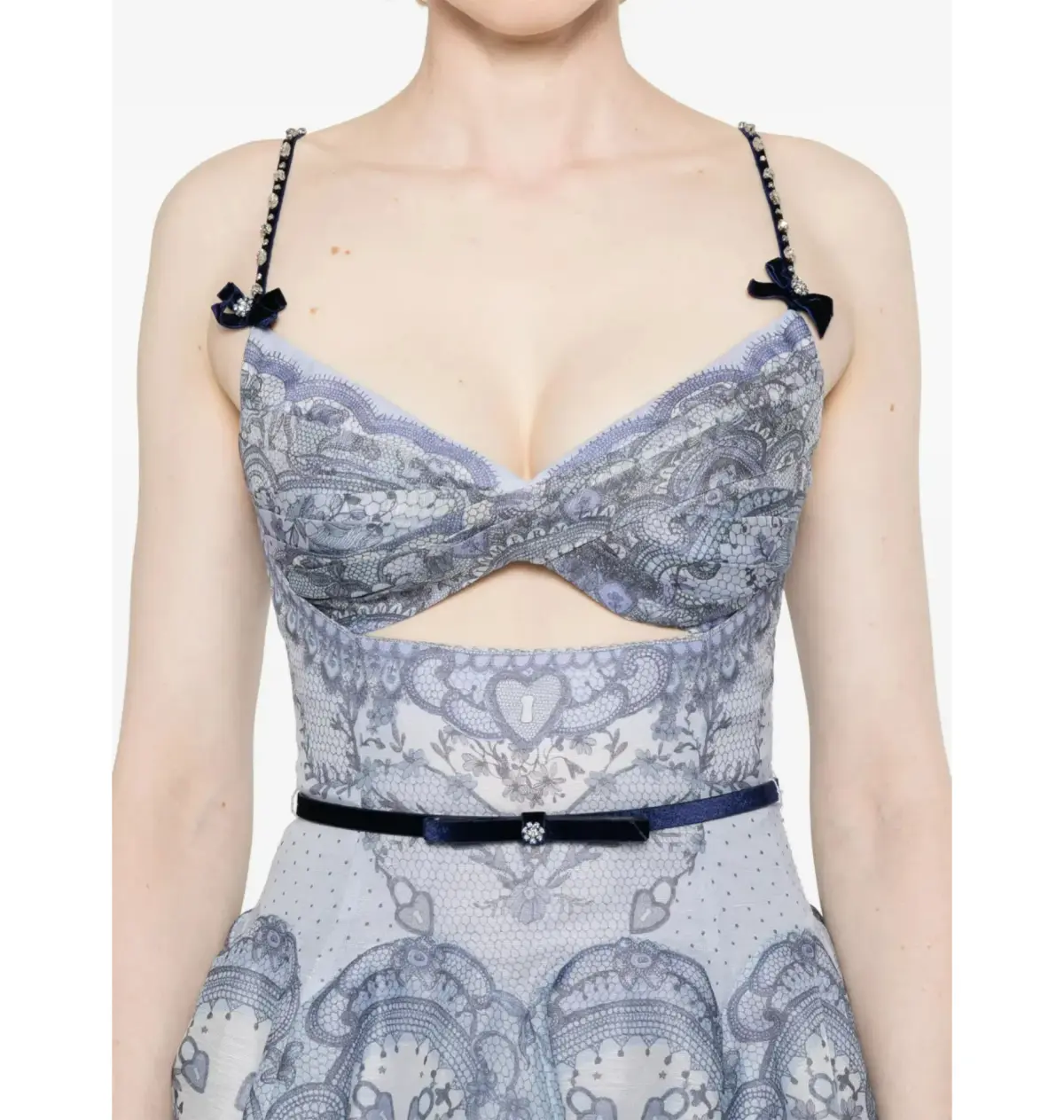 Zimmermann Crush Twist Front Dress in Blue Lace Print Size 0P / AU 6  - Image 2