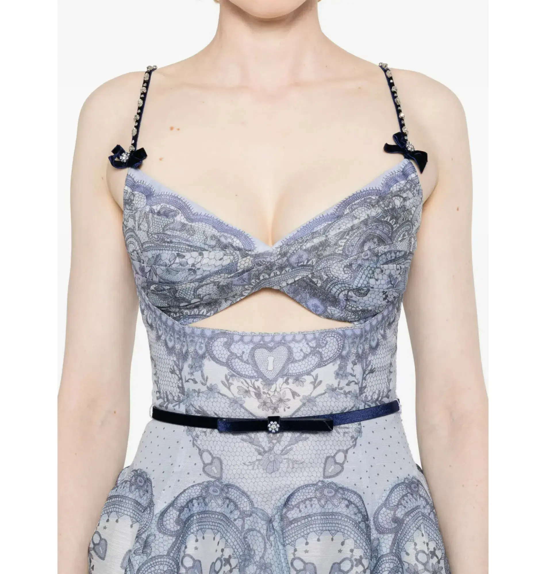 Zimmermann Crush Twist Front Dress in Blue Lace Print Size 0P / AU 6  - Image 2