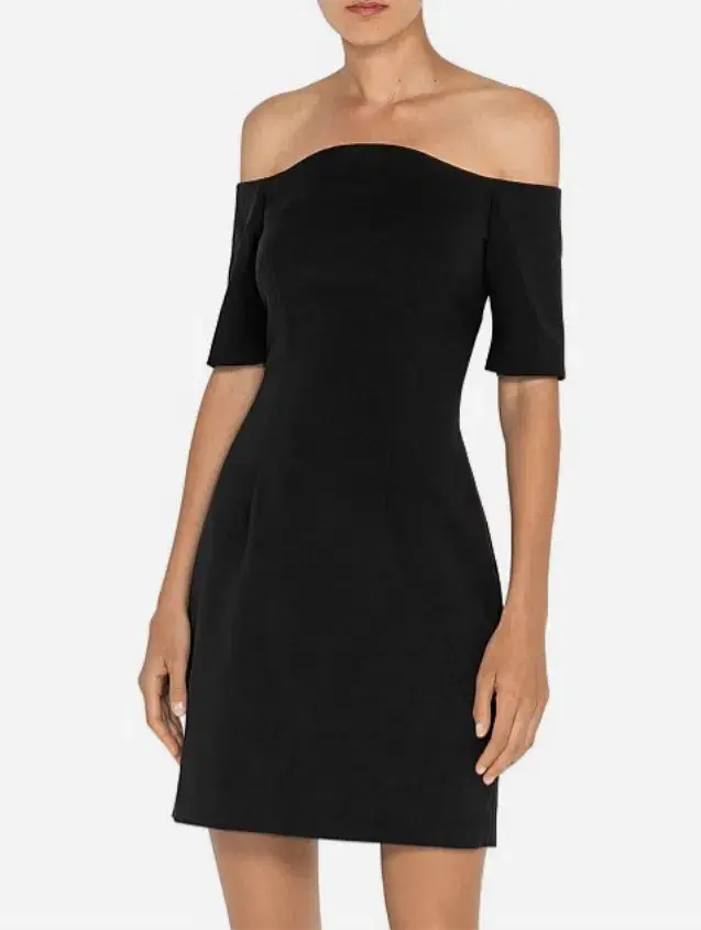 Cue Sculpted Off Shoulder Mini Dress Black Size AU 12 - Image 2