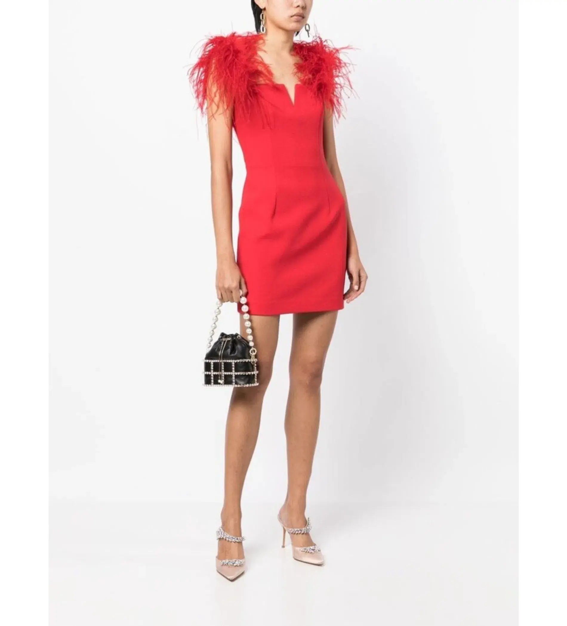 Rebecca Vallance Scarlett Feather Mini Dress Red Size 6 - Image 1