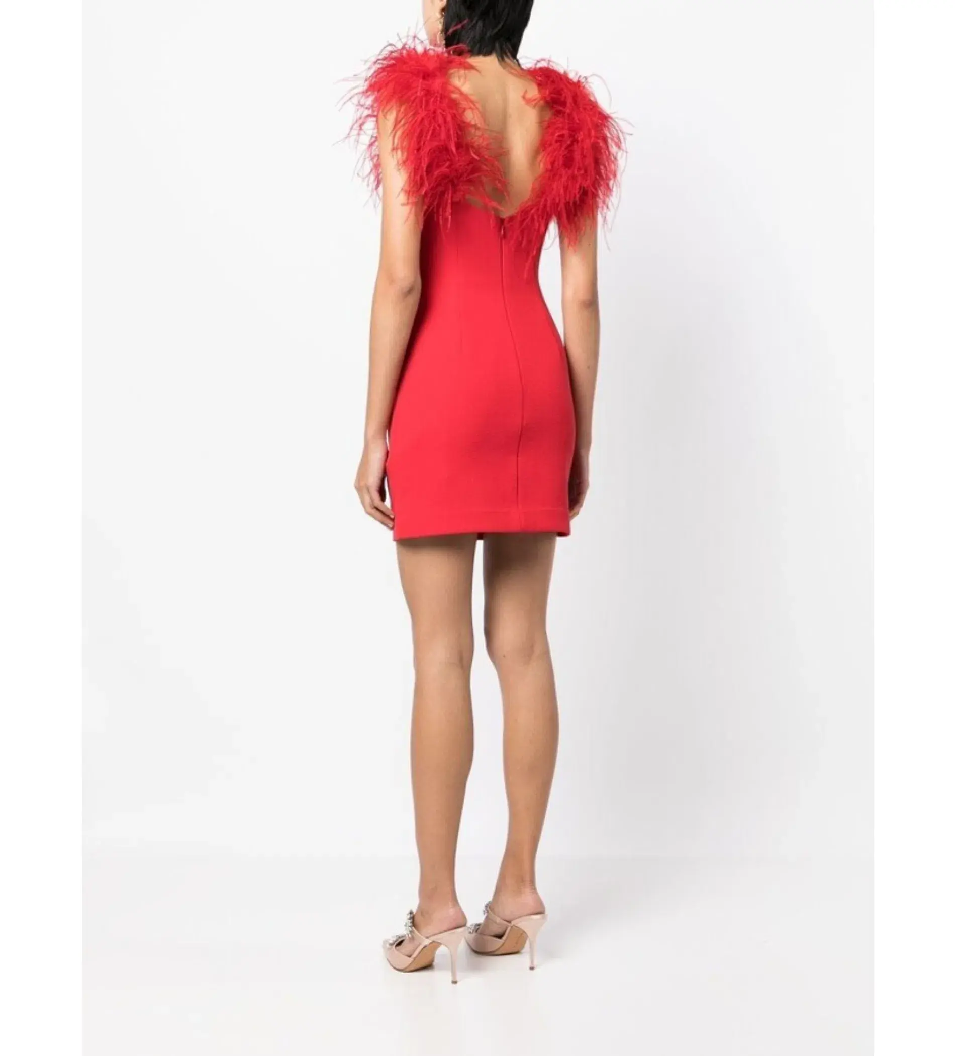 Rebecca Vallance Scarlett Feather Mini Dress Red Size 6 - Image 2