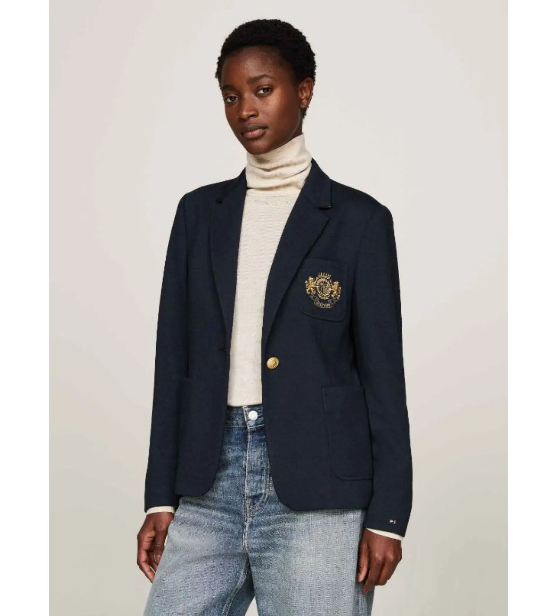 Tommy Hilfiger Pocket Embroidery Slim Fit Blazer Desert Sky Size AU 16 - Image 2