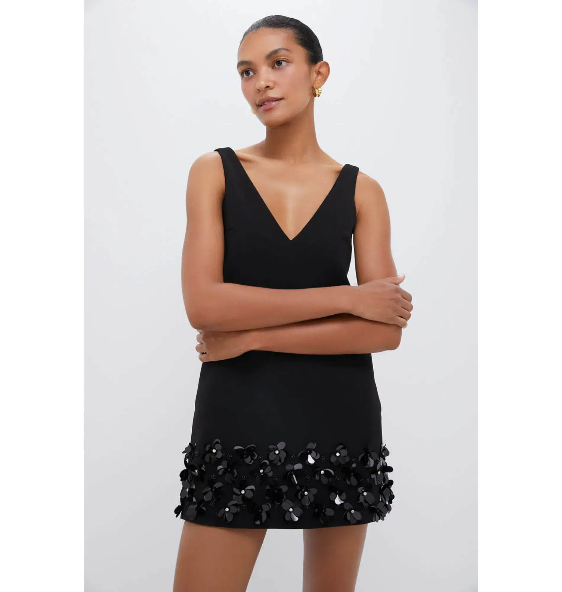 Self Potrait Black Crepe 3d Sequin Mini Dress Black Size AU 8 - Image 2