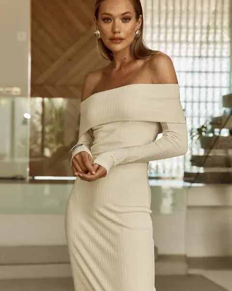 Sofia the Label Gia off the Shoulder  Dress Cream Size 10 - Image 3