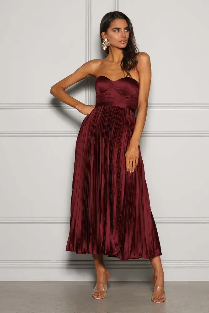 Elle Zeitoune  Milan Midi Dress Wine Size 6 - Image 1