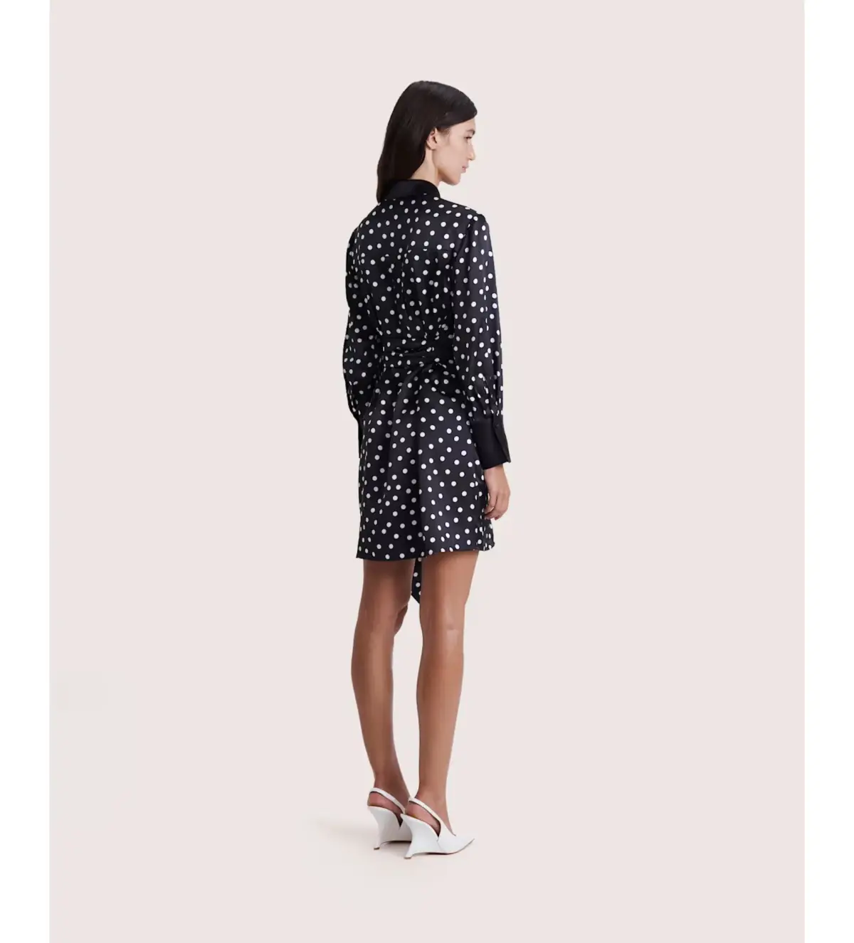 Saba Presley Silk Mini Shirt Dress Black/Ivory Size AU 10 - Image 3