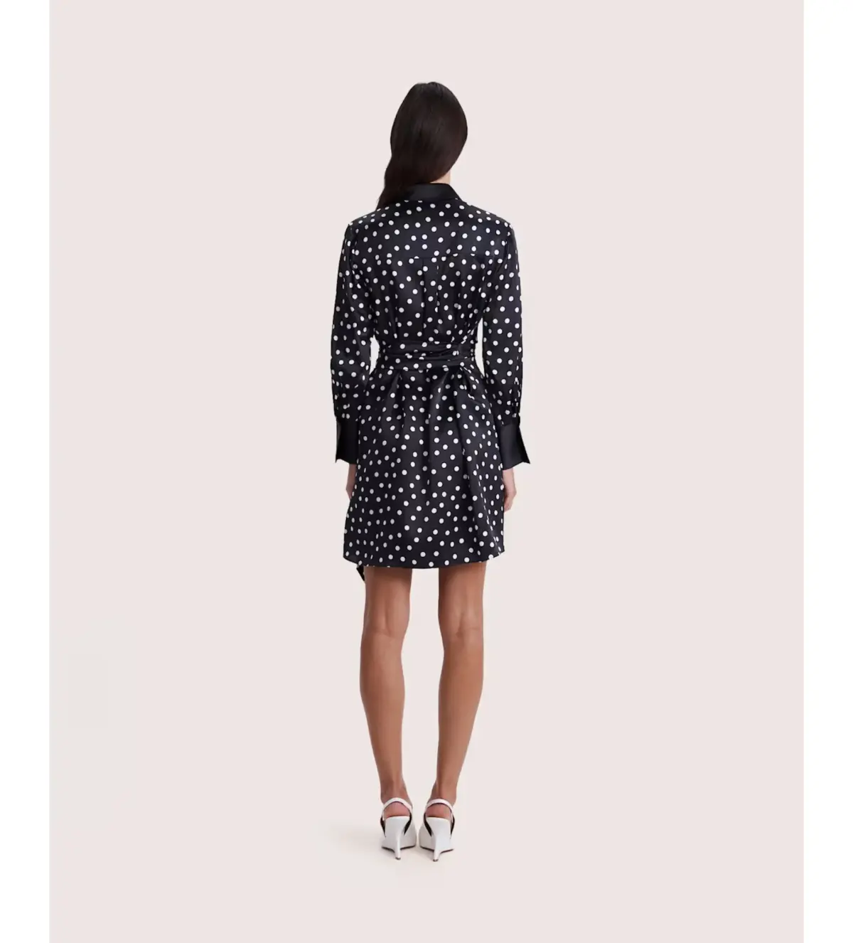 Saba Presley Silk Mini Shirt Dress Black/Ivory Size AU 10 - Image 4