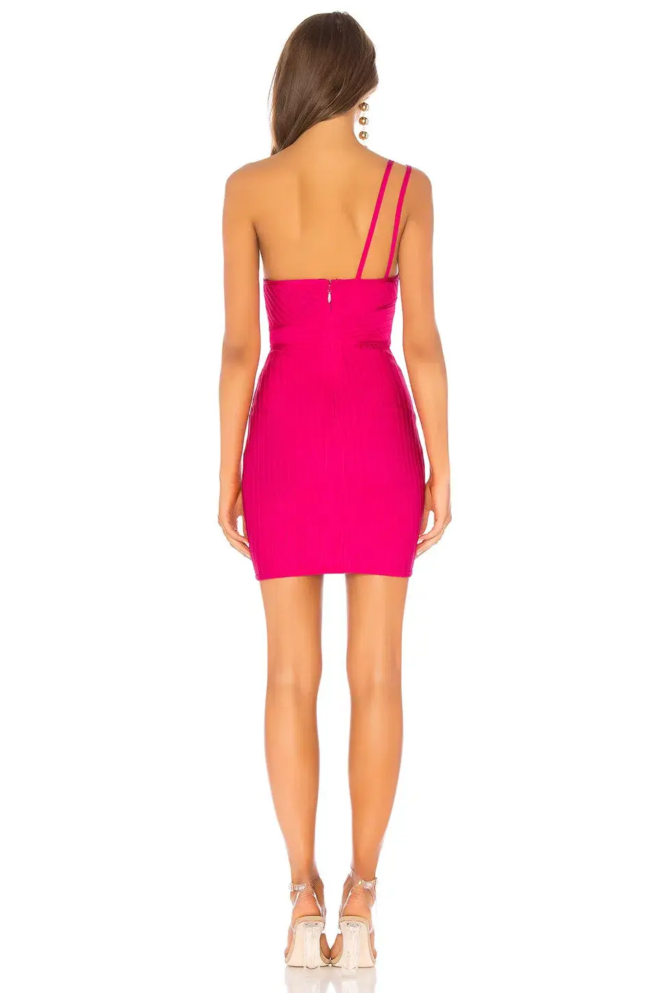 Superdown Krystal Asymmetrical Bandage Mini Dress Hot Pink Size 8 - Image 2
