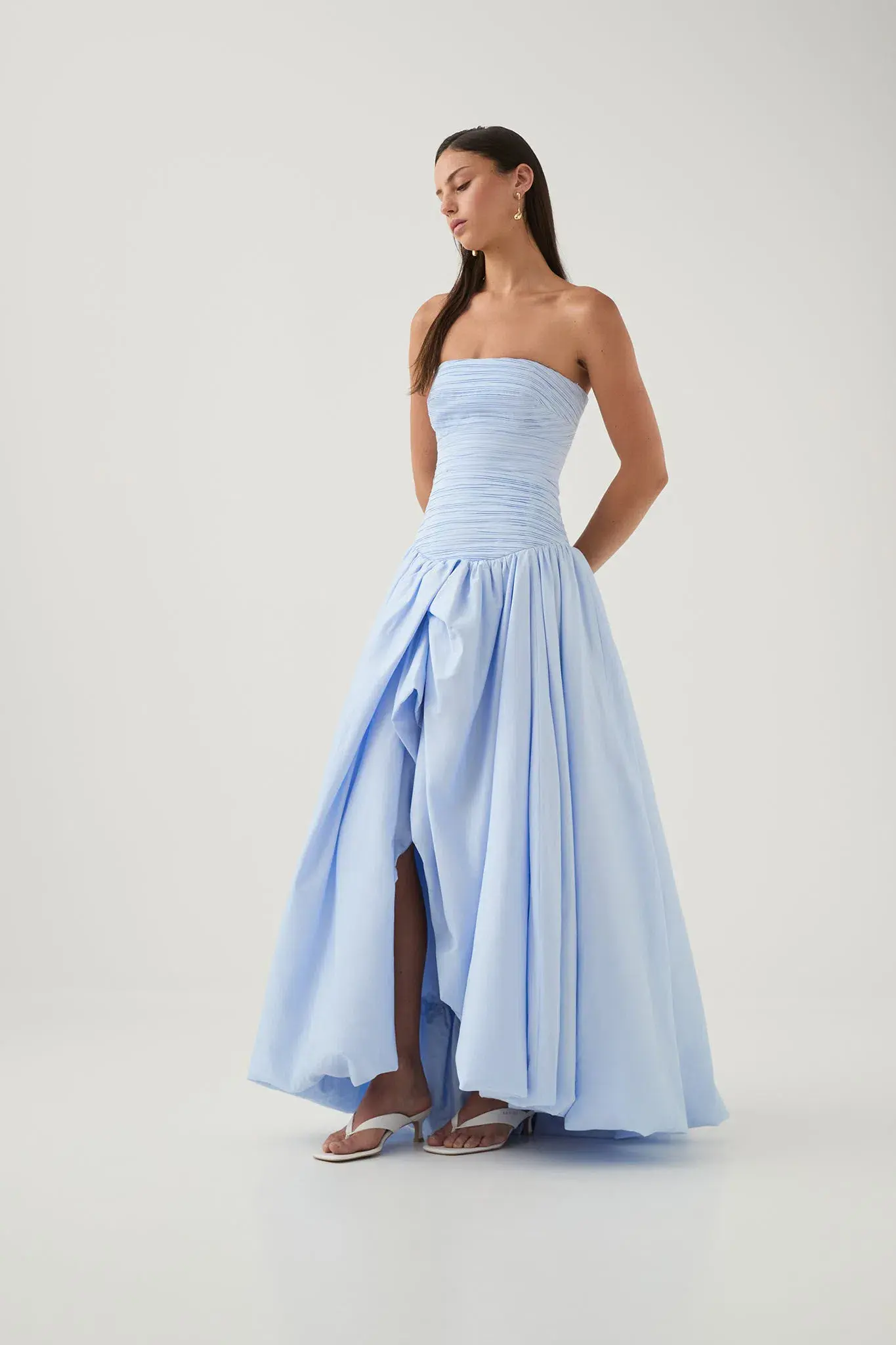 Aje Violette Bubble Hem Maxi Dress Pearl Blue Size 4 - Image 4