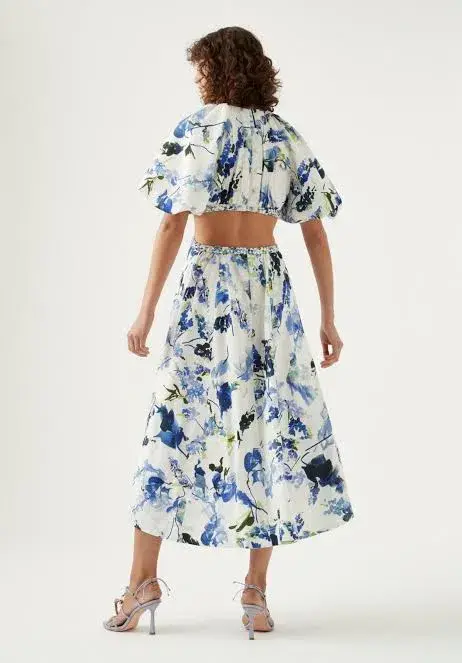 Aje Capucine Puff Sleeve Midi Dress Lavenders of Provence Print Size 16 - Image 2