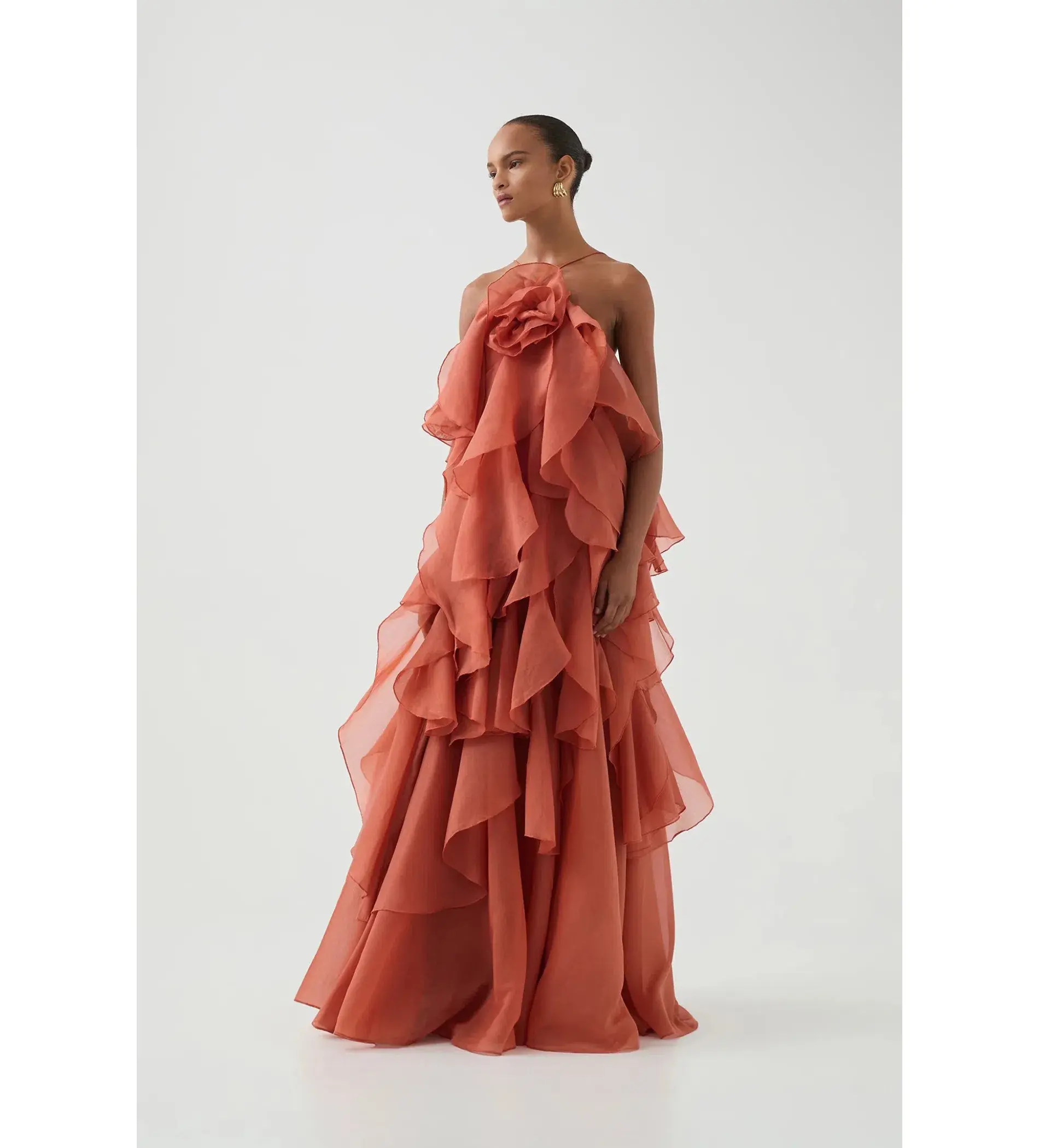 Aje Pandorea Layered Maxi Dress Coral Clay Size AU 8 - Image 2