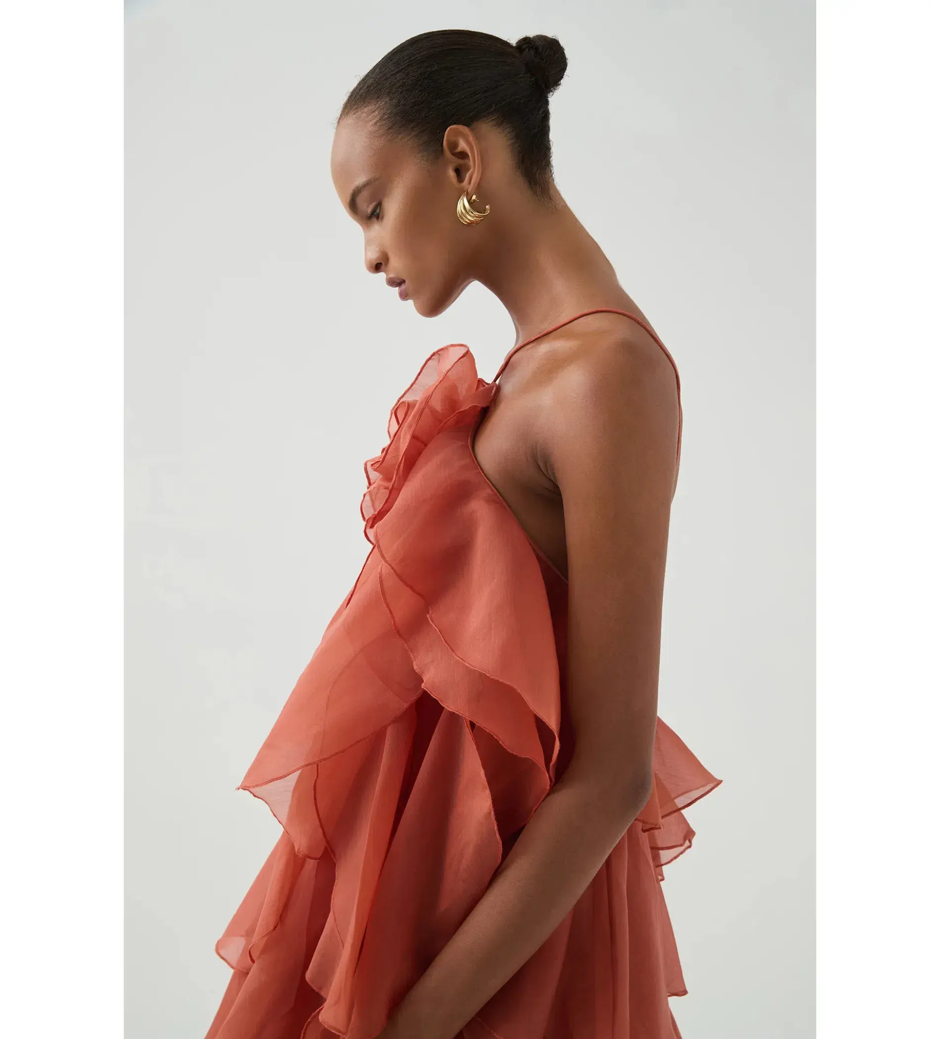 Aje Pandorea Layered Maxi Dress Coral Clay Size AU 14 - Image 2
