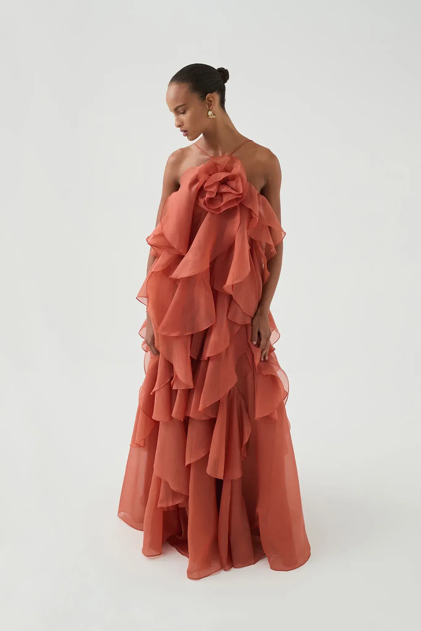 Aje Pandorea Layered Maxi Dress Coral Clay Size 16 - Image 2