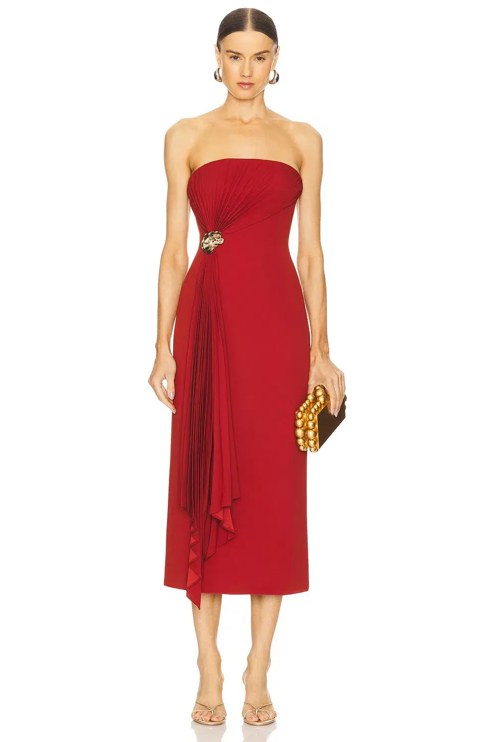 Acler Whitnell Midi Dress Burgundy Size 8 - Image 1