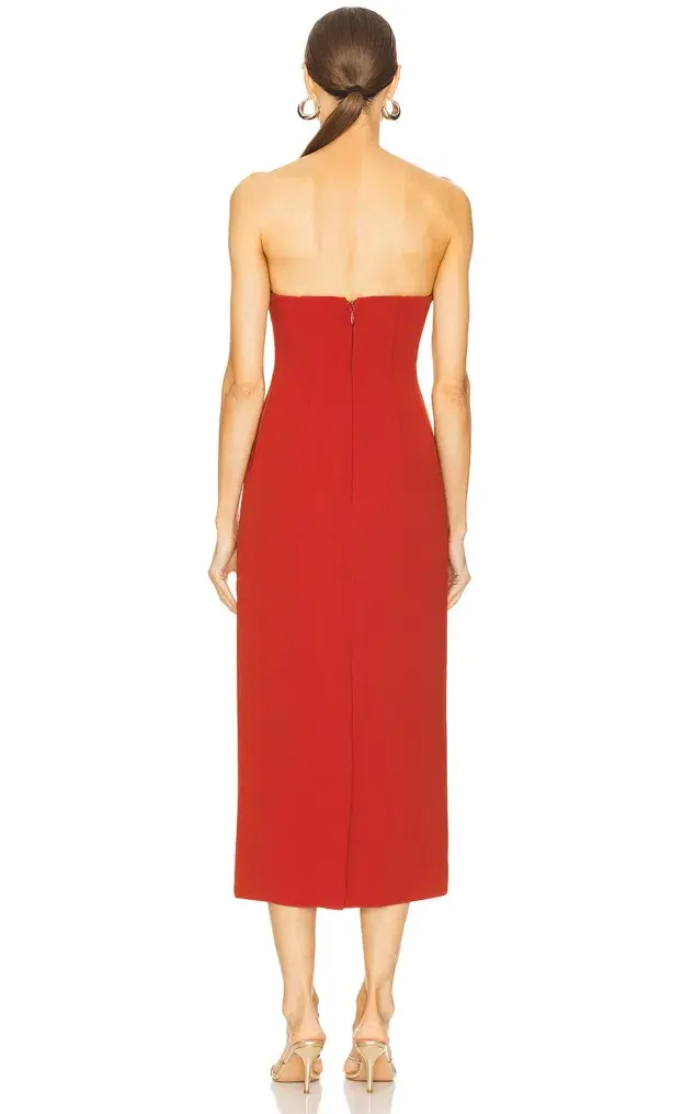 Acler Whitnell Midi Dress Burgundy Size 10 - Image 4