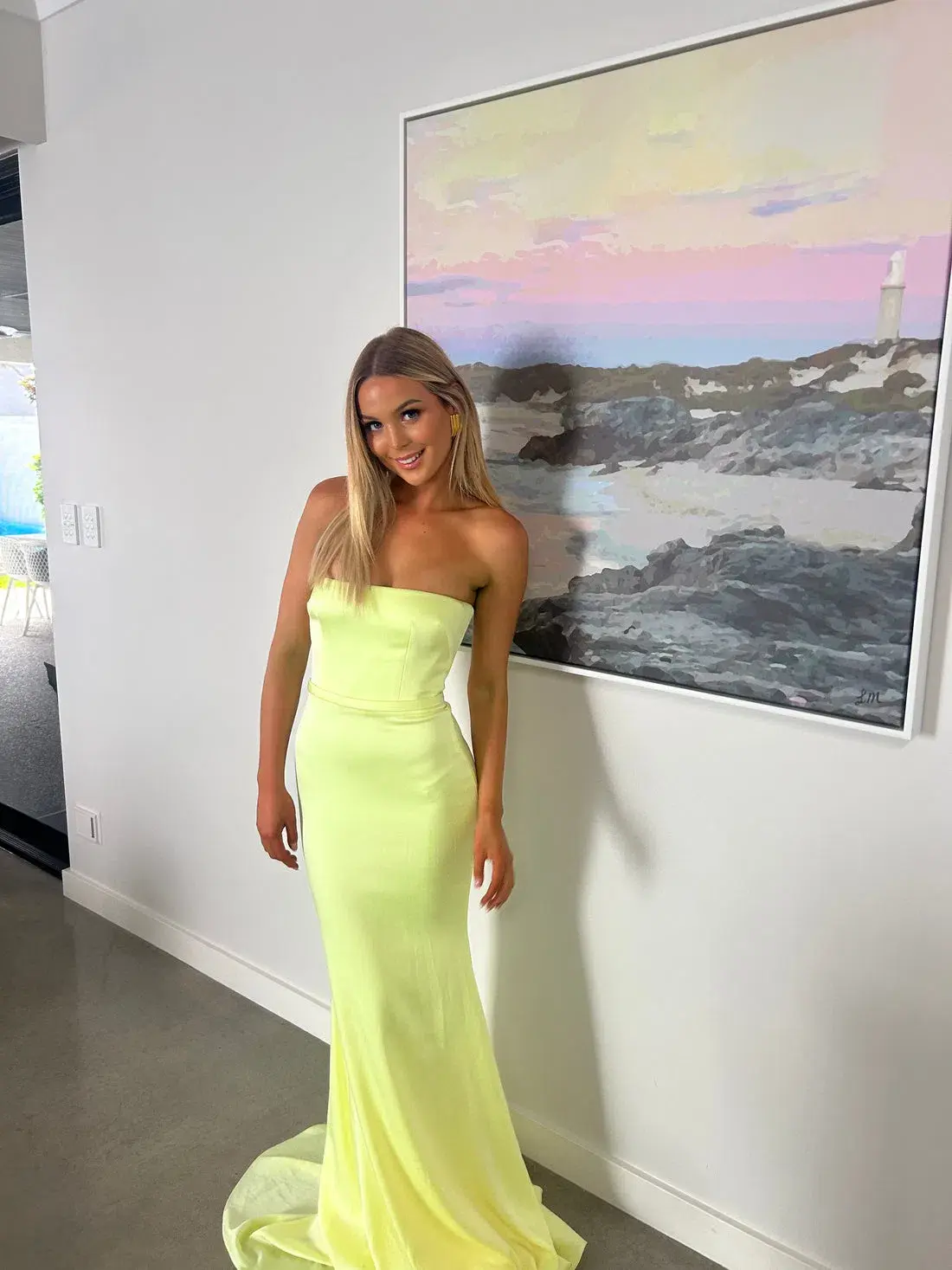 Alex Perry Cassidy Strapless Gown Lime Size 6 - Image 4