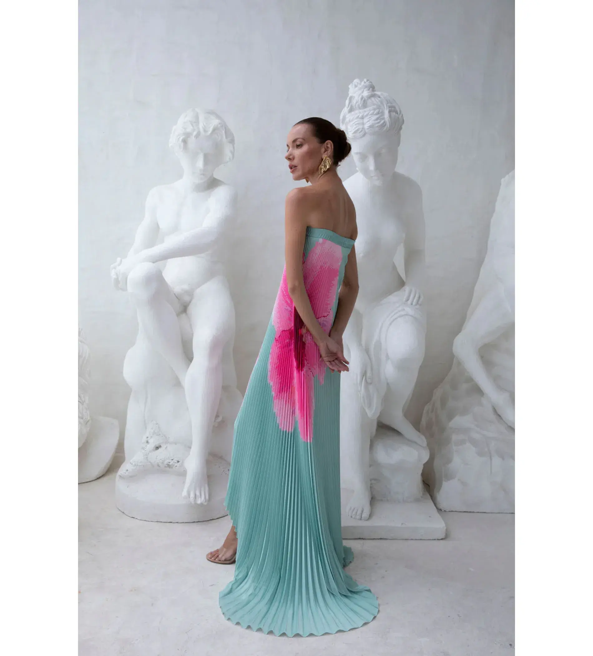 L'idée Biscous Strapless Gown Hibiscus Verde Size S / AU 8 - Image 2