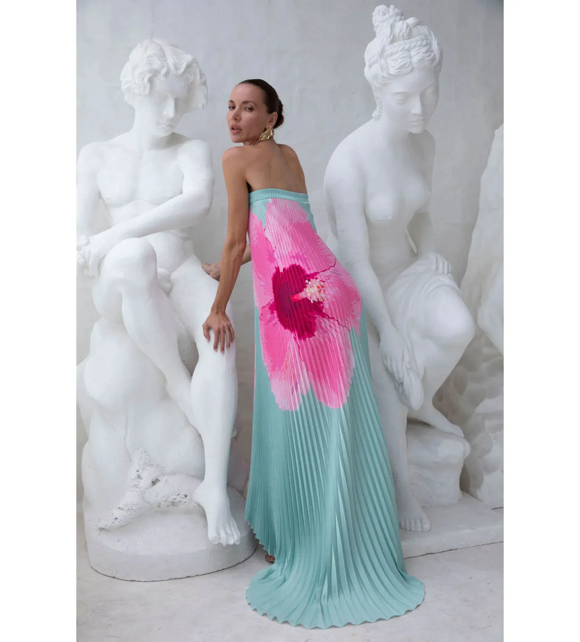 L'idée Biscous Strapless Gown Hibiscus Verde Size S / AU 8 - Image 3