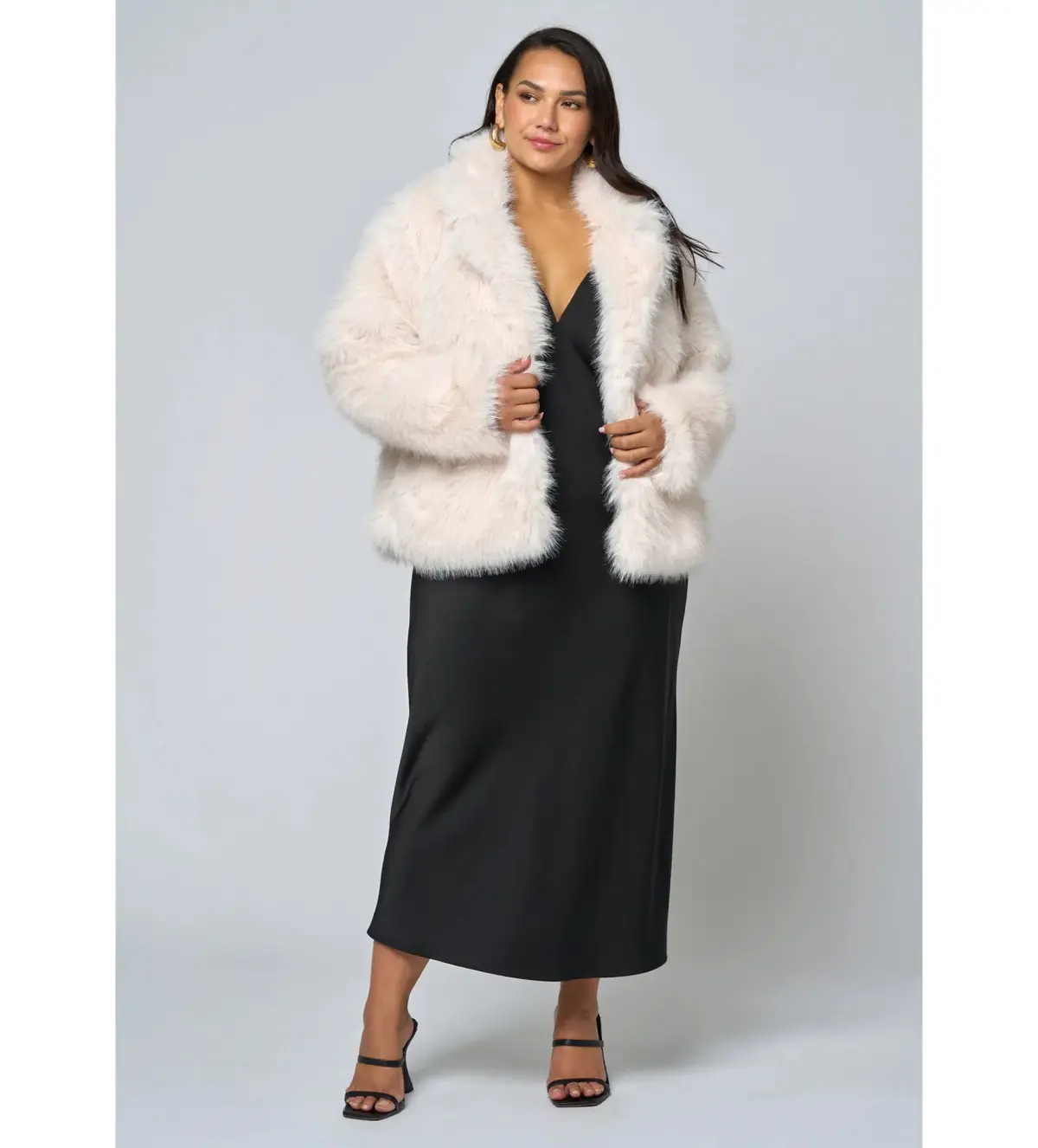 Curve Project Seductive Charm Fur Coat Pink Dusk Size AU 22 - Image 1