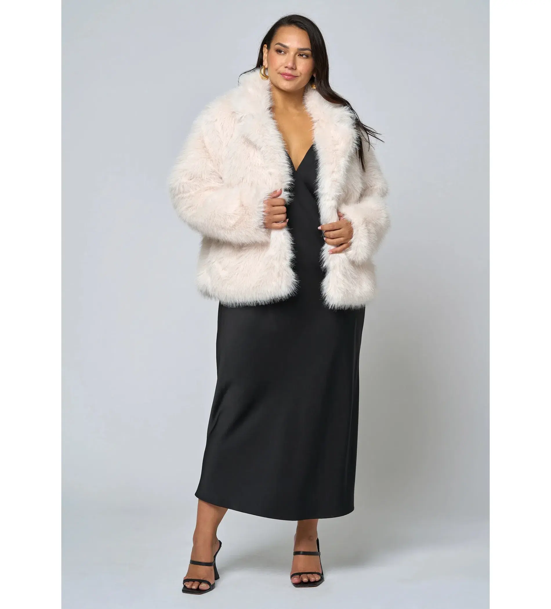 Curve Project Seductive Charm Fur Coat Pink Dusk Size AU 22 - Image 1