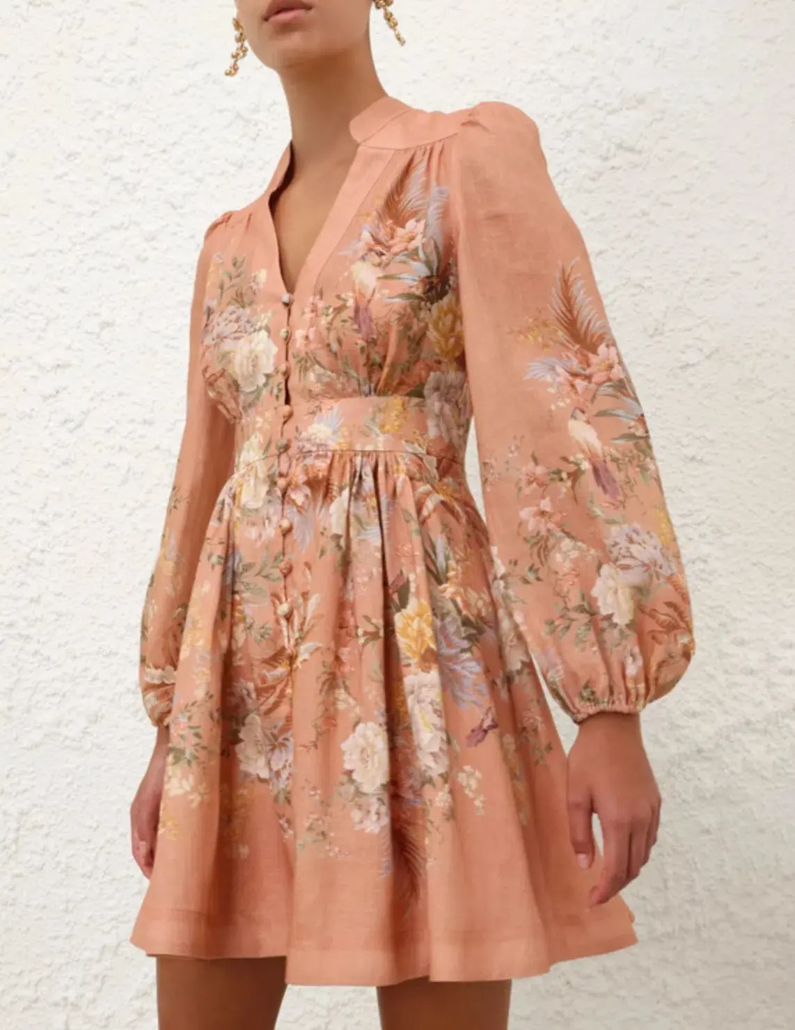 Zimmermann Tallow Plunge Mini Dress Pink Multi Floral Size AU 8 - Image 5