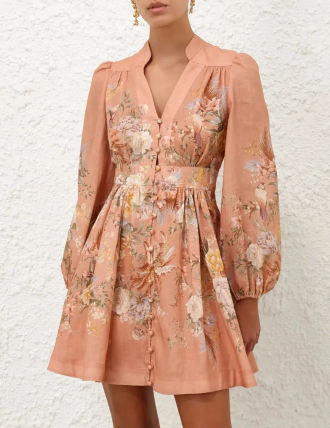 Zimmermann Tallow Plunge Mini Dress Pink Multi Floral Size AU 8 - Image 2