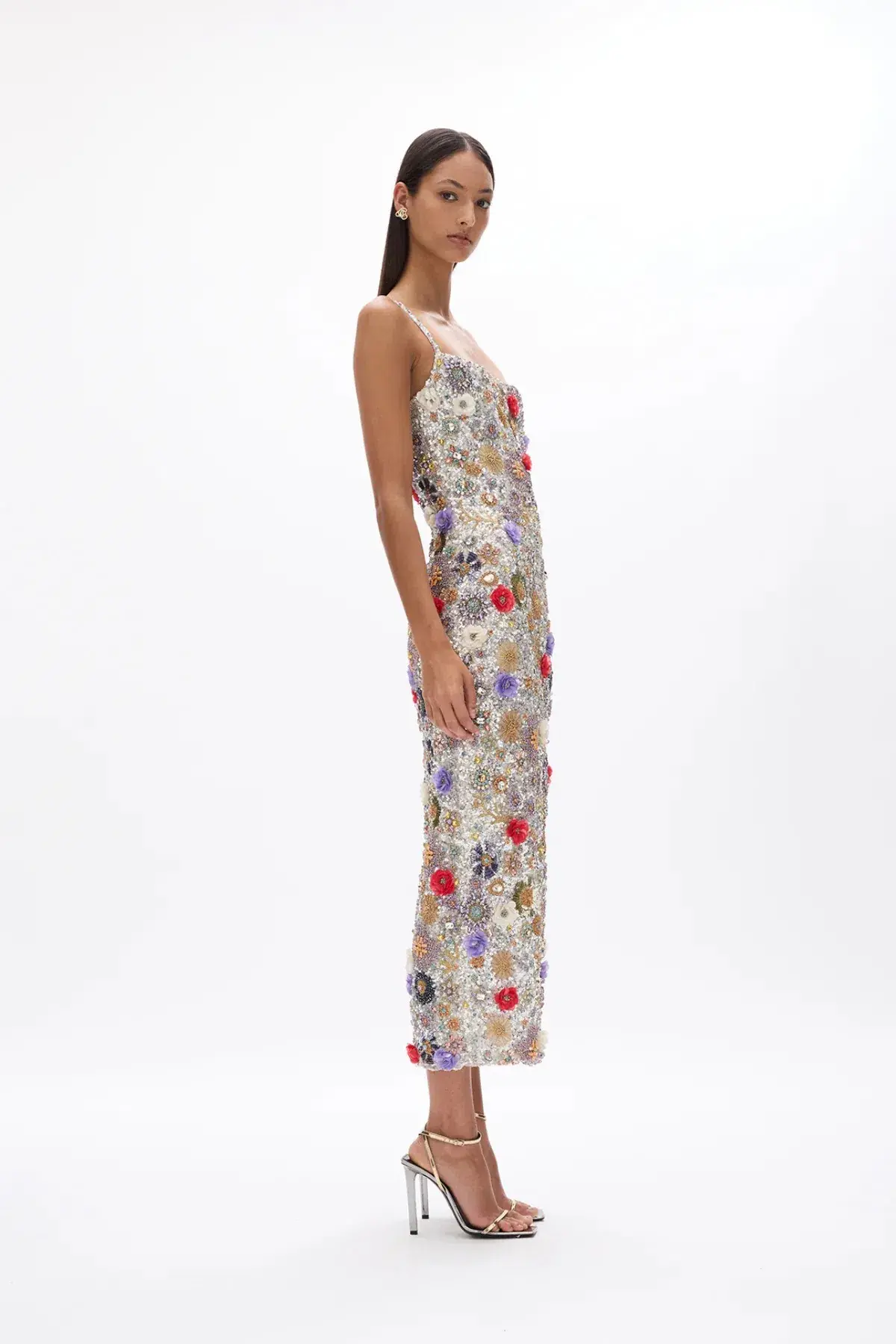 Rachel Gilbert Francesca Gown Silver Multi Size 0 / AU 6 - Image 3