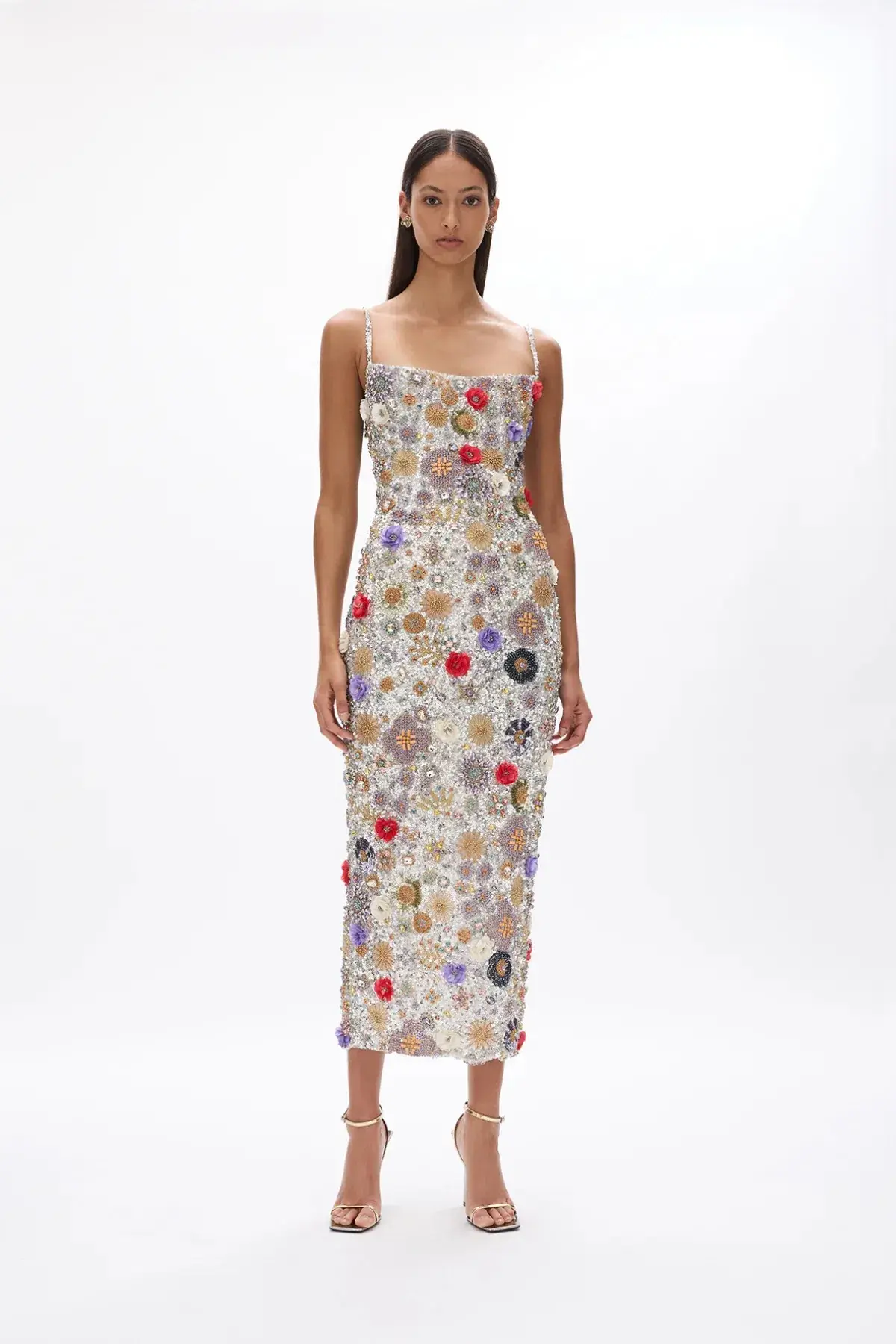 Rachel Gilbert Francesca Gown Silver Multi Size 0 / AU 6 - Image 2