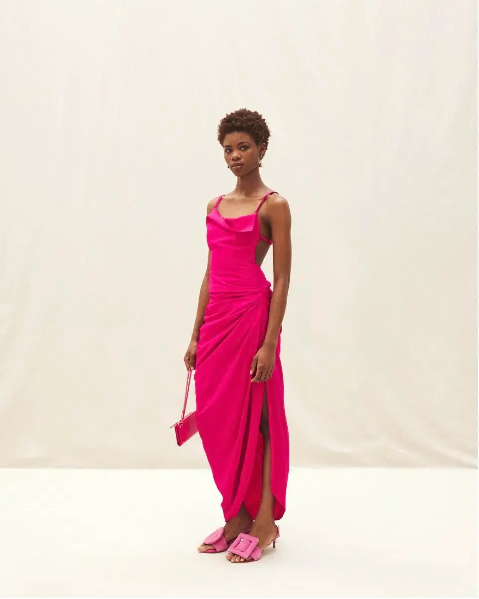 Jacquemus La Robe Saudade Longue Maxi Pink Size AU 4 for rent on The Volte - main image