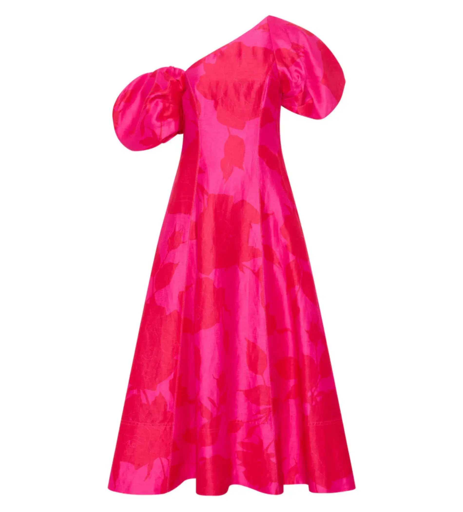 Aje Arista Tulip Sleeve Midi Dress in  Florescent Rose Size AU 8 - Image 4