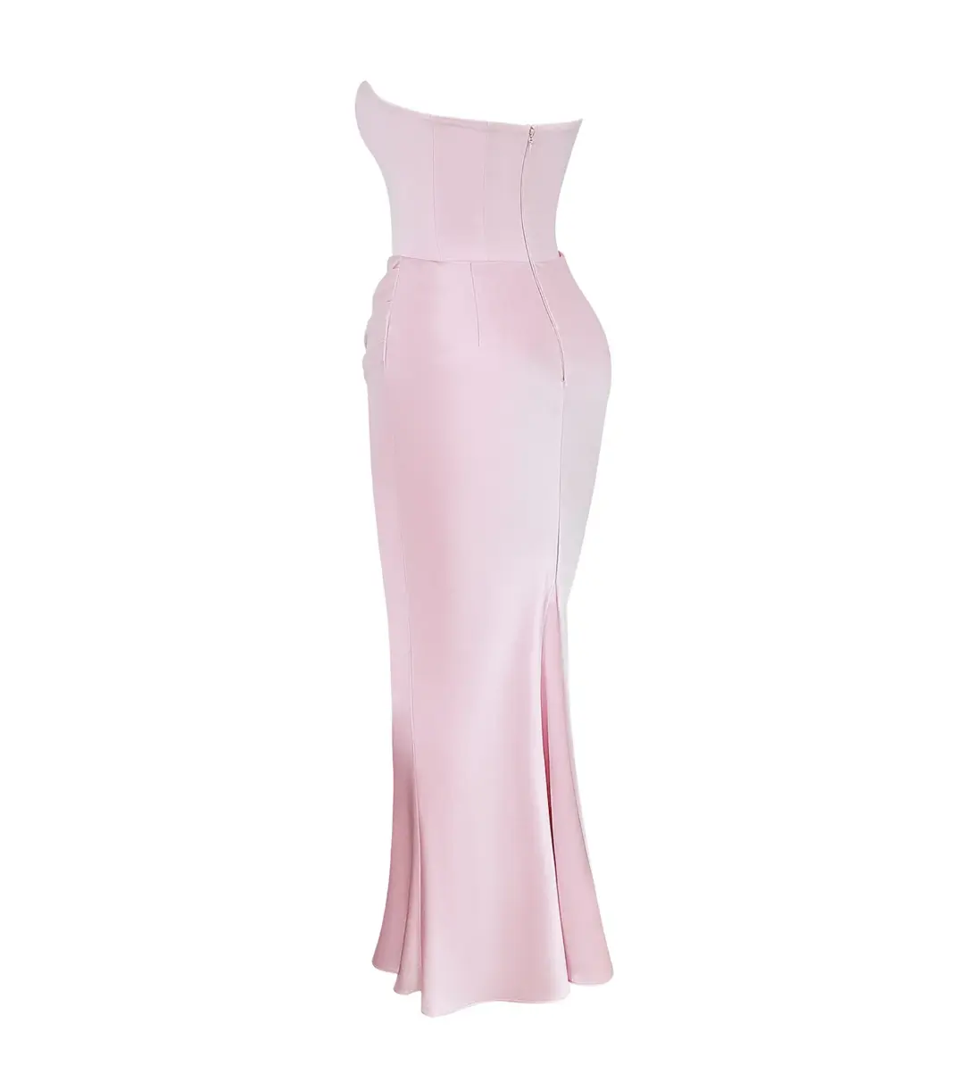 House of CB Persephone Strapless Corse Maxi Dress in Rose Shadow Size AU 8  for rent on The Volte - main image