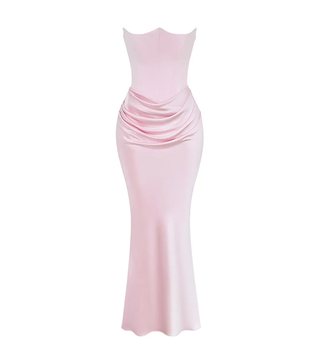 House of CB Persephone Strapless Corse Maxi Dress in Rose Shadow Size AU 8  for rent on The Volte - main image