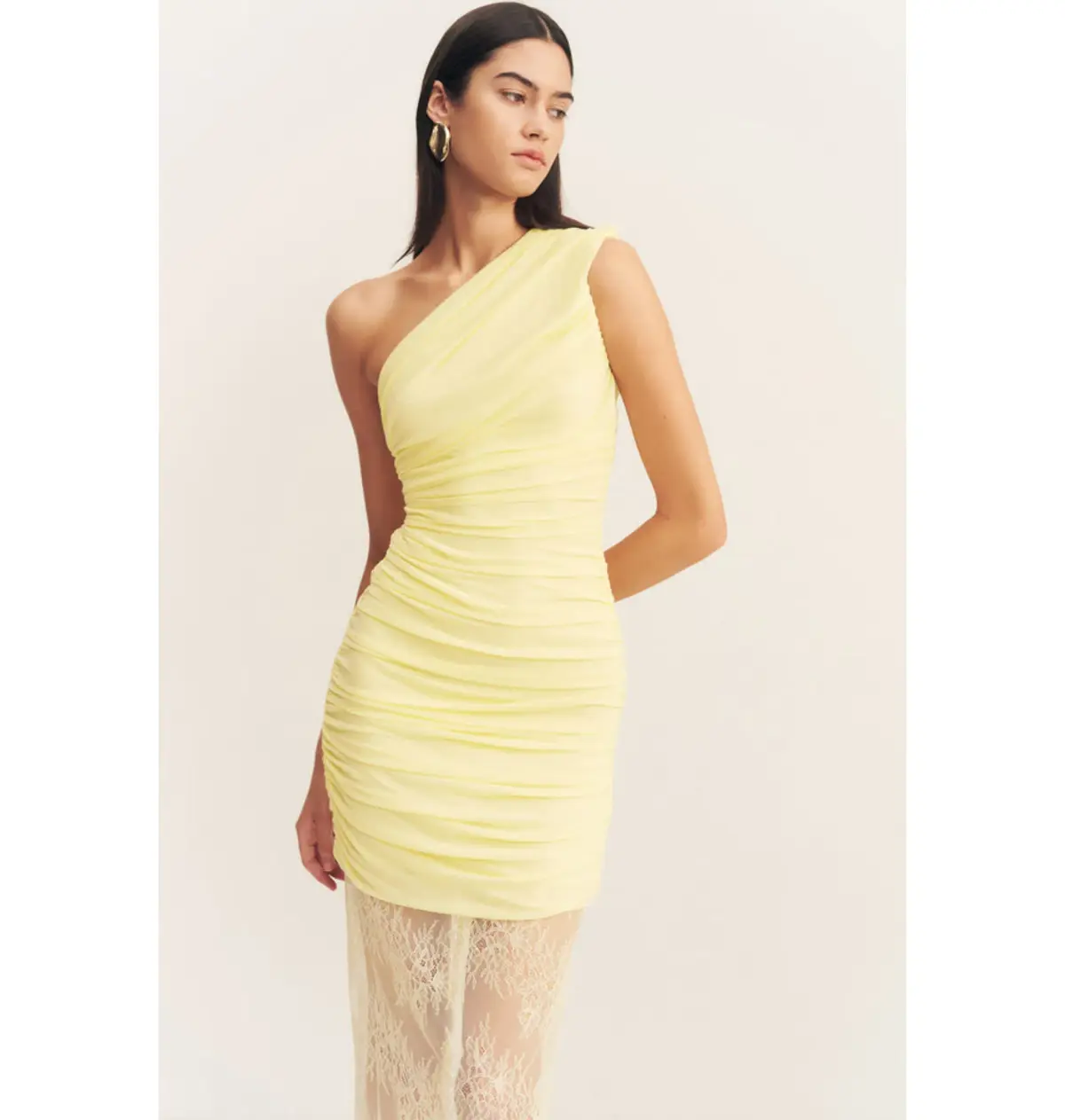 Shona Joy Martine Lace Gathered Dress Sherbet Yellow Size AU 8  - Image 2