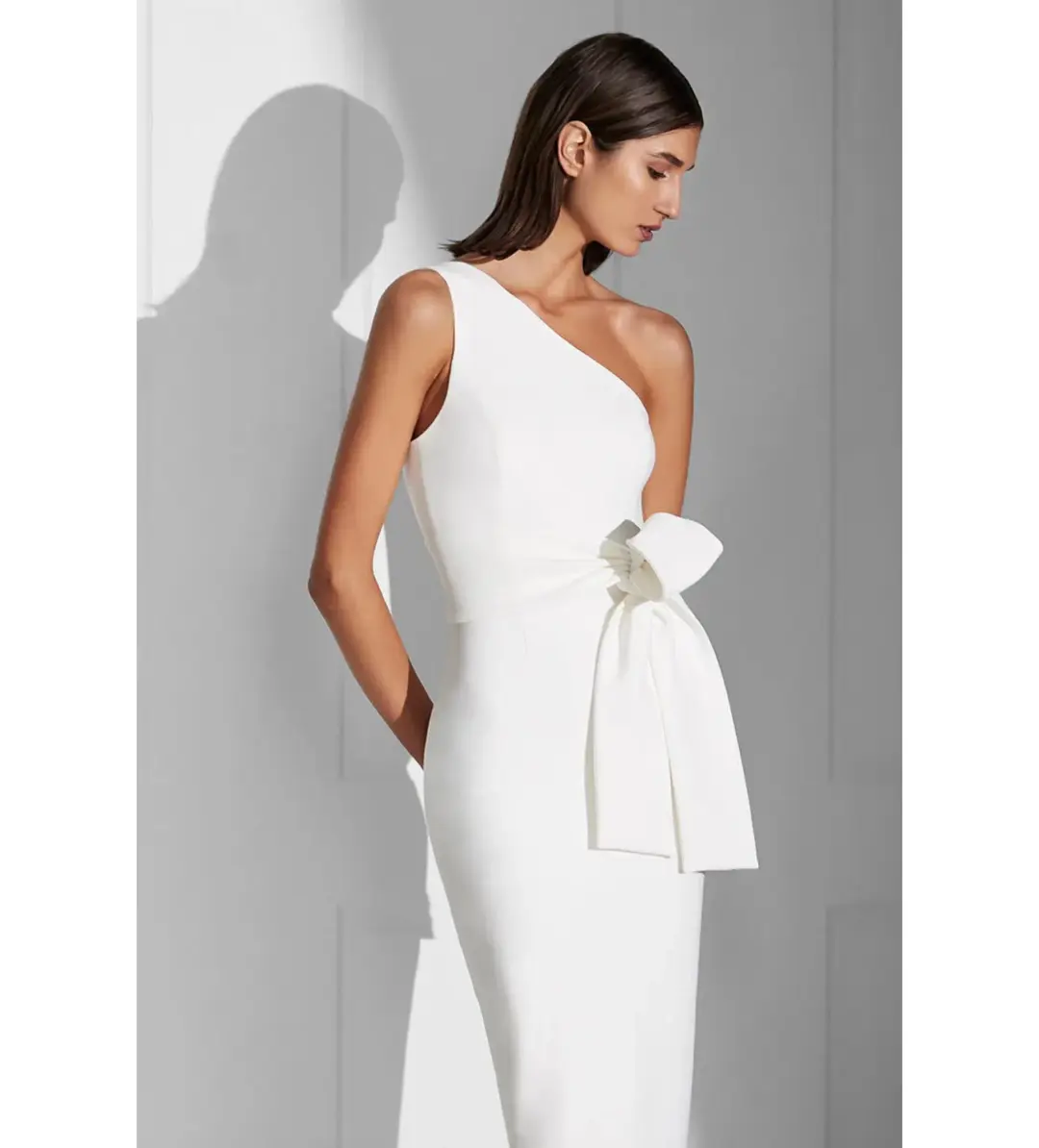 Shona Joy Lucy One Shoulder Midi Dress Ivory Size AU 8 for rent on The Volte - main image