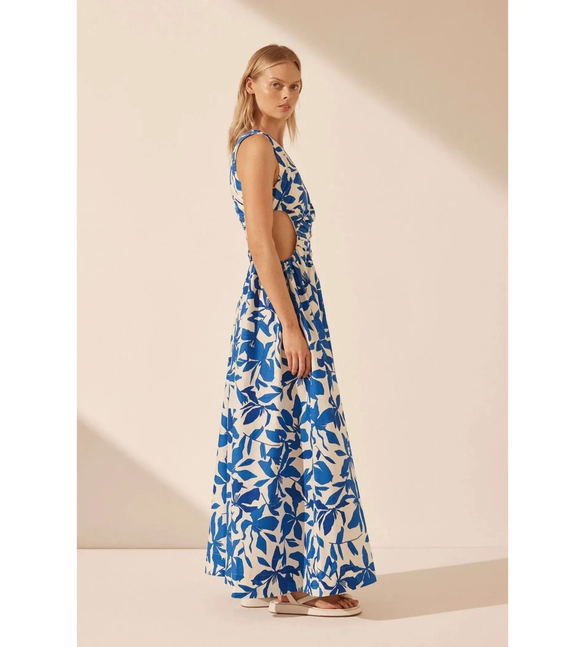 Shona Joy Bleue Asymmetrical Cut Out Maxi Dress Size AU 8 - Image 3