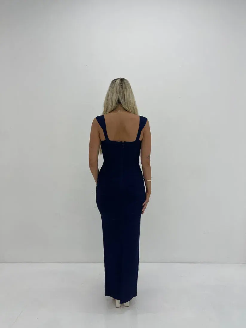 Herve Leger Navy Sweetheart Gown Maxi Size AU 12 for rent on The Volte - main image