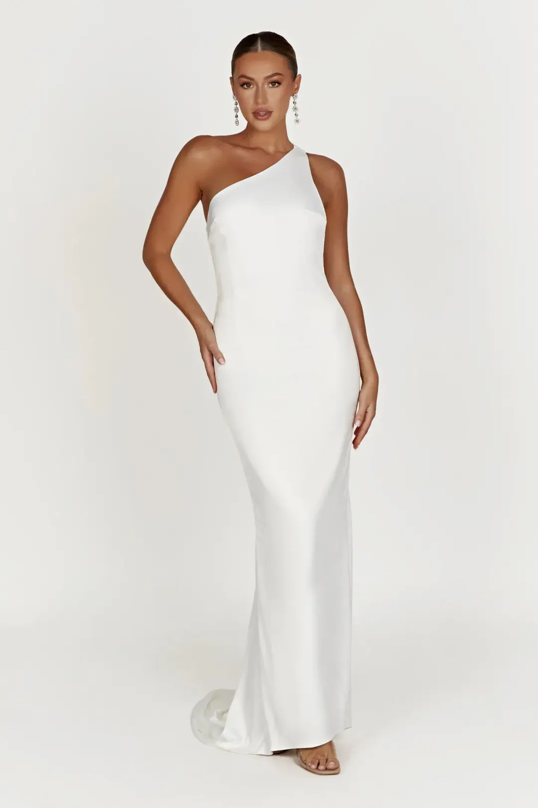 Meshki White Harper Gown in White Size 8 for rent on The Volte - main image