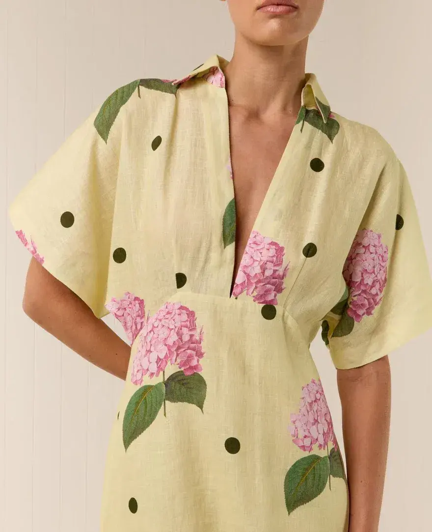 Palm Noosa Jasmine Dress Yellow Print Size 8 - Image 2