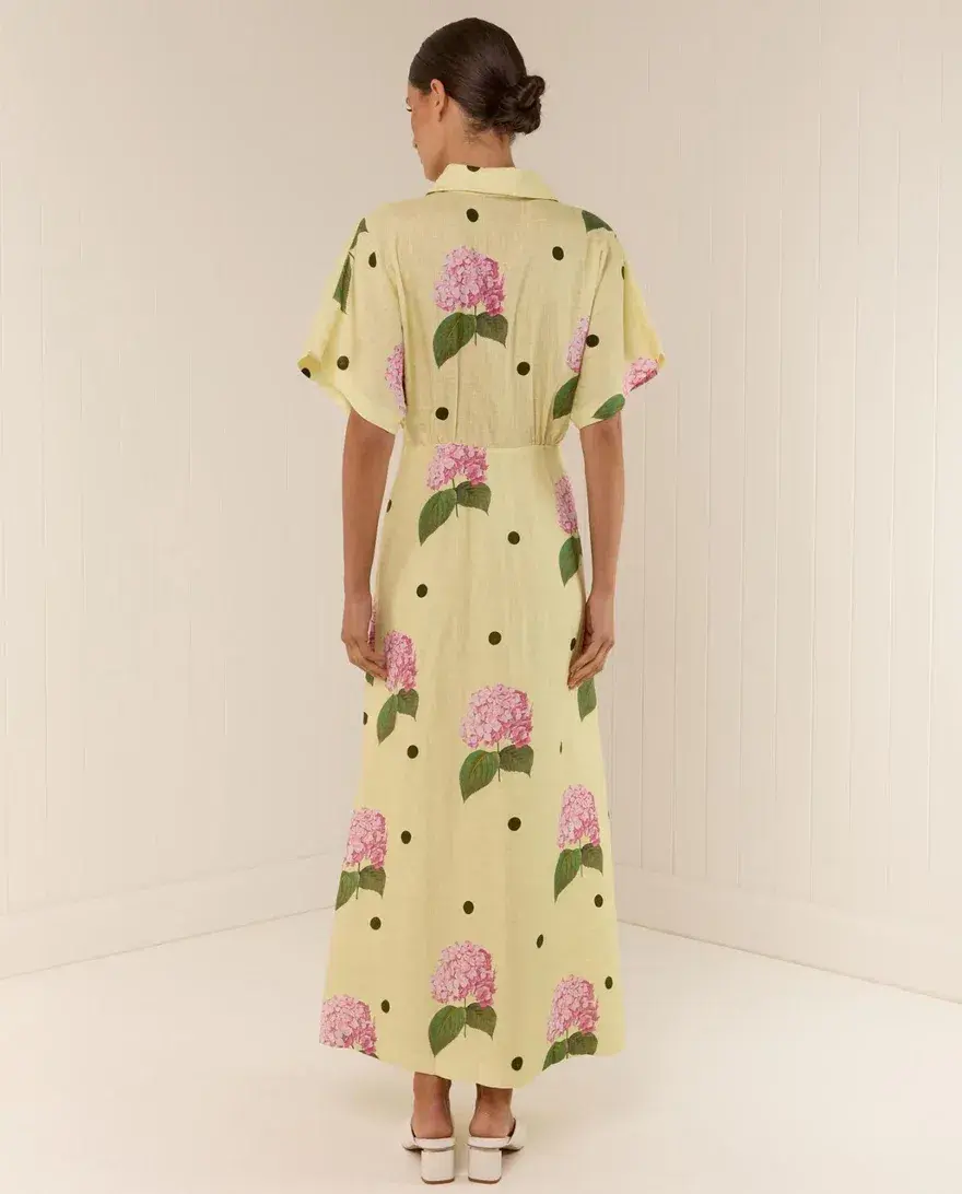Palm Noosa Jasmine Dress Yellow Print Size 8 - Image 5