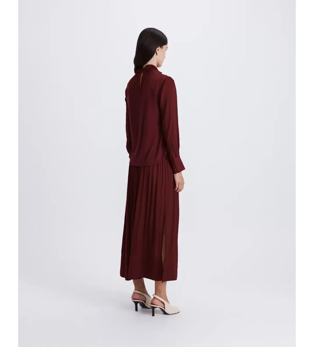Saba Lillian Long Sleeve Drape Neck Top Berry Size XXS/AU 6 for rent on The Volte - main image